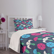 Colorful Bindweed Motif Bedspread Set