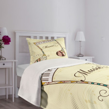 Keyboard Musical Note Bedspread Set