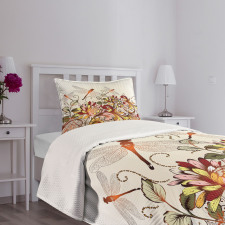 Flower Field Dragonfly Bedspread Set