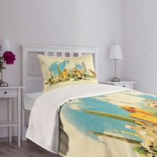 Doha Watercolor Panorama Bedspread Set