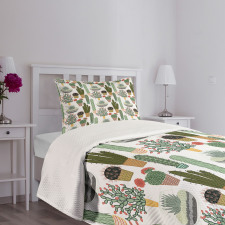 Succulents Flower Pots Bedspread Set