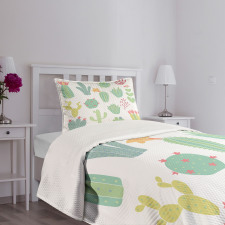 Hand Drawn Style Cacti Bedspread Set