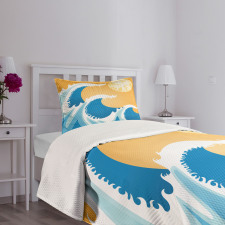 Huge Sea Waves Summer Bedspread Set