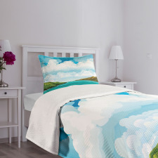 Waves Islands Blue Sky Bedspread Set