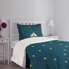 Sailing Boat Night Sky Bedspread Set