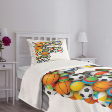 Sports Balls Composition Bedspread Set