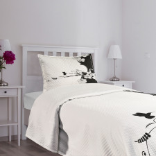 Bird Lily Petals Bedspread Set