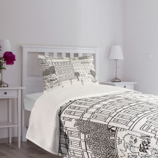 Monochrome Berlin Square Bedspread Set