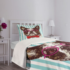 Pop Art Bulldog Sketch Bedspread Set