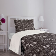 Scribble Leaves Artwork Bedspread Set