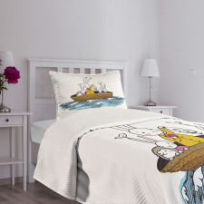 Cartoon Hares Hedgehog Bedspread Set