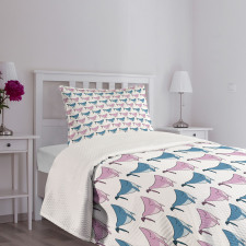 Swimming Happy Fish Sea Bedspread Set