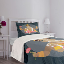 Oriental Ethnic Design Bedspread Set