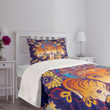 Petal and Leaf Design Bedspread Set