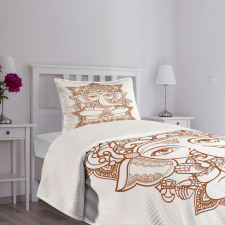 Asian Figure Symbol Boho Bedspread Set