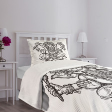 Folk Themed Symbol Timeless Bedspread Set