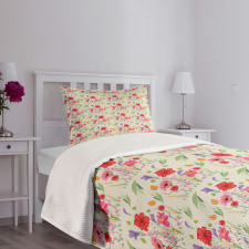 Colorful Botanical Art Bedspread Set