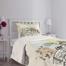 Building and Tomb Bedspread Set