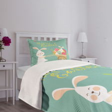 Smiling Bunny Eggs Bedspread Set