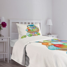 Basket of Colorful Eggs Bedspread Set