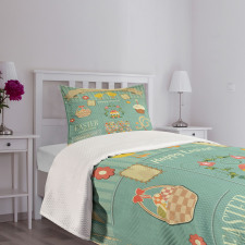 Eggs Cupcake and Basket Bedspread Set