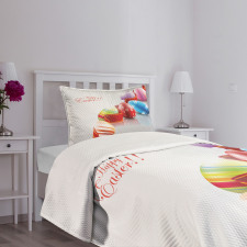 Ribbon and Colorful Eggs Bedspread Set