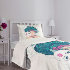 Young Lady Mask Bedspread Set