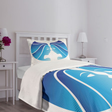 Blue Twins Faces Bedspread Set