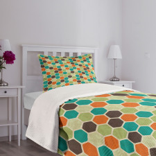 Grunge Colorful Hexagons Bedspread Set