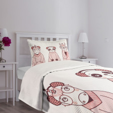 Cartoon Winter Animals Bedspread Set