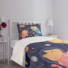 Cartoon Dog Astronaut Bedspread Set