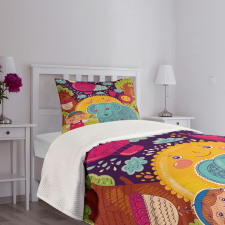 Cartoon Smiling Sun Bedspread Set