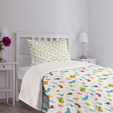 Farm Animals Pattern Bedspread Set