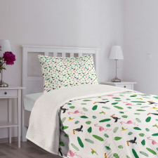 Flamingos Toucans Birds Bedspread Set