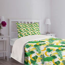 Cartoon Banana Leaves Bedspread Set