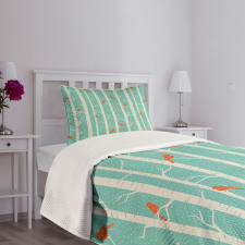 Dotted Tree and Birds Bedspread Set