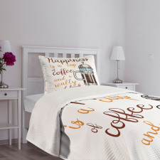 French Press and Words Bedspread Set