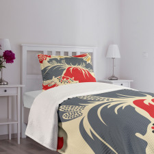 Abstract Chinese Floral Bedspread Set