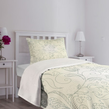 Doodle Garden Flowers Bedspread Set