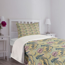 Bird Butterfly Flowers Bedspread Set