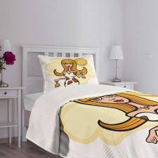 Cartoon Woman Bedspread Set