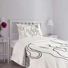 Hand Drawn Bull Bedspread Set