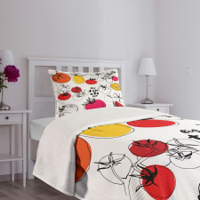 Vivid Sketched Tomatoes Bedspread Set