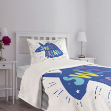 Blue Unicorn Head Bedspread Set