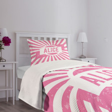 Pink Color Grunge Look Bedspread Set