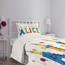 Colorful Girl Name Design Bedspread Set