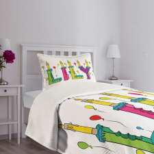 Joyful Letters Birthday Bedspread Set