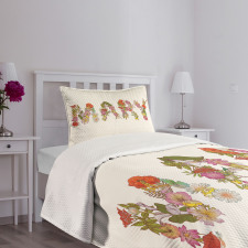 Blooming Flower Letters Bedspread Set