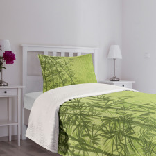 Green Bamboo Growth Bedspread Set