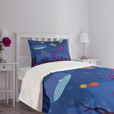 Aquarium Fish Whale Bedspread Set